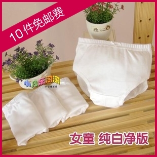 Children panties child 100% cotton briefs female child white dance panties