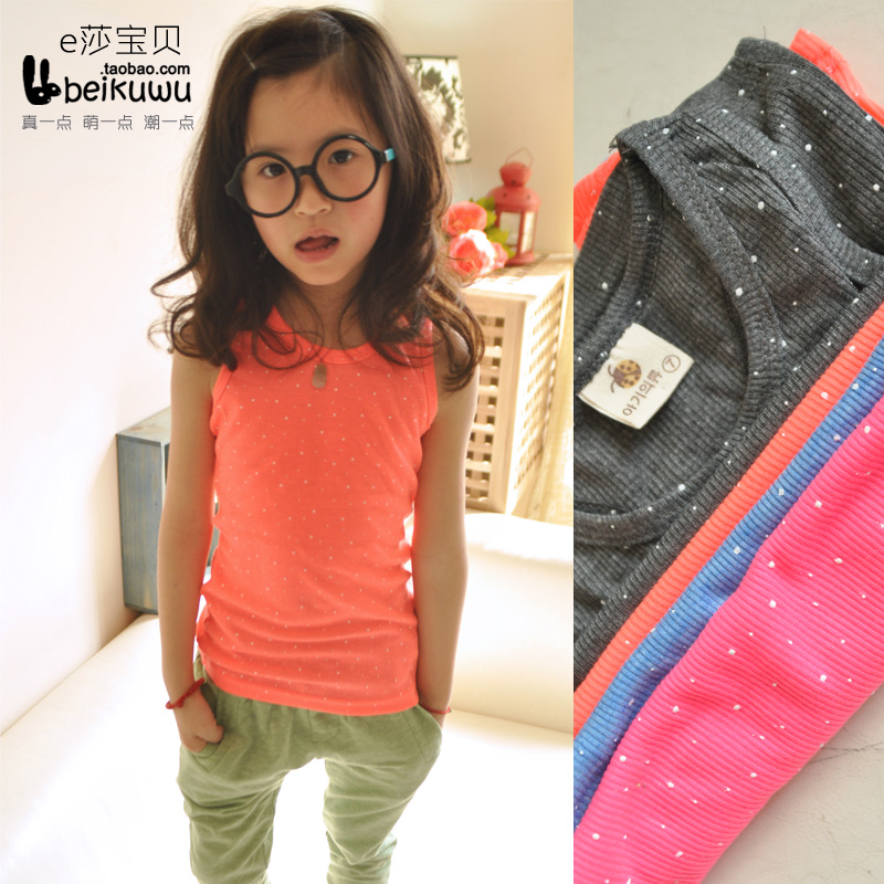 children's baby clothing spring 2013 female child candy color tank baby neon color spaghetti strap top