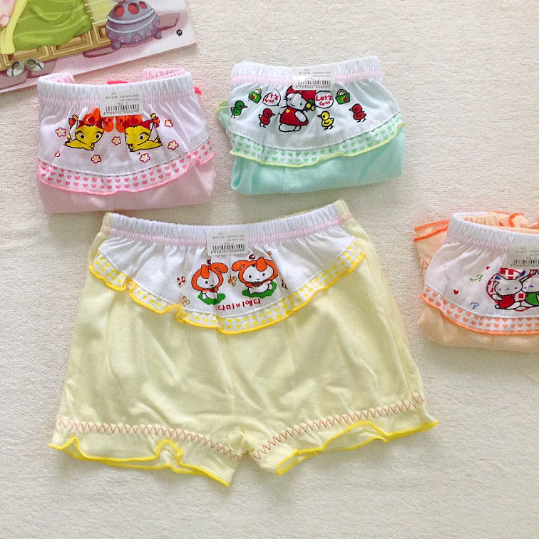 Children's clothing 100% cotton child underwear female child baby four angle panties cartoon briefs