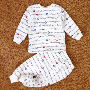 Children's clothing 12 autumn and winter newborn infant child thickening plus velvet thermal set of underwear and underpants