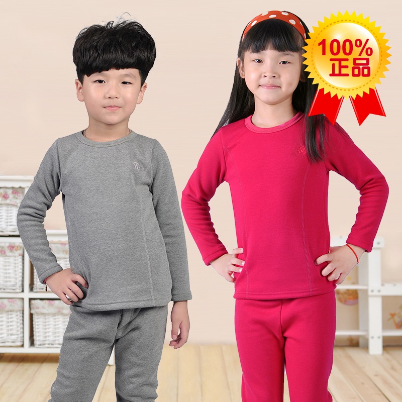 Children's clothing 2012 fashion male female child plus velvet thickening child thermal underwear set 5061