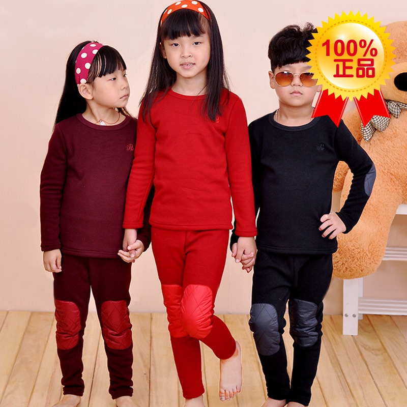 Children's clothing 2012 male child female child plus velvet thickening belt cotton child thermal underwear set 5053