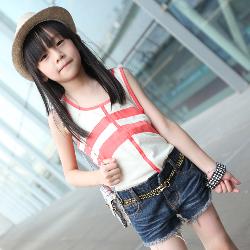 Children's clothing 2012 summer stripe all-match girls clothing baby vest female summer casual free shipping