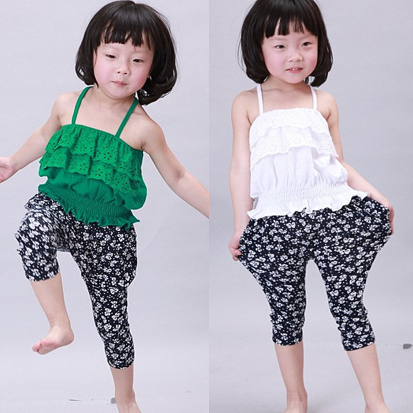 Children's clothing 2013 summer female child lace decoration 100% cotton tube top spaghetti strap vest