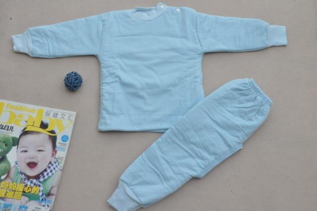 Children's clothing baby cotton underwear set baby sleepwear cotton-padded thickening 100% cotton pants open file