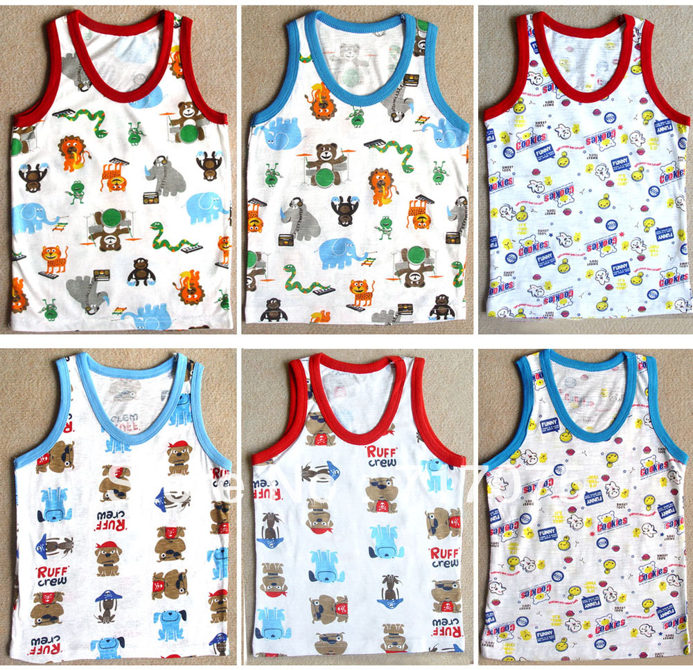 Children's clothing bamboo cotton male female child vest vesseled sleeveless vest