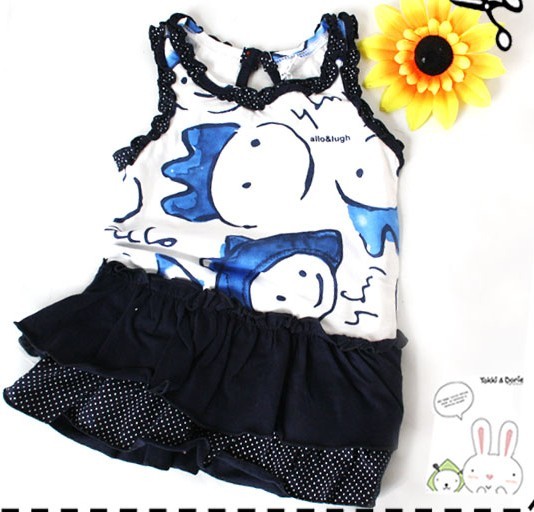 Children's clothing child short-sleeve female child T-shirt summer sleeveless spaghetti strap bust skirt