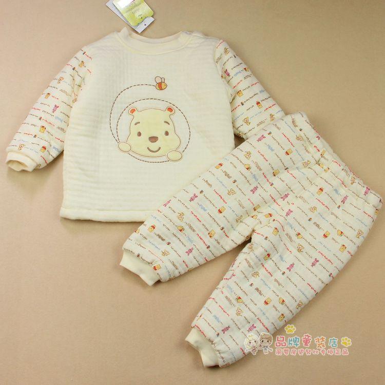 Children's clothing child thermal underwear trousers set male female child thickening cotton-padded sleepwear baby at home