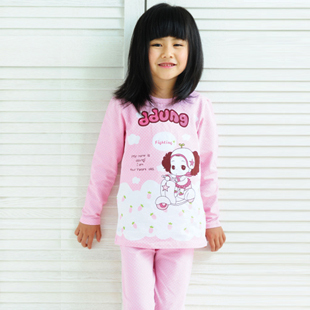 Children's clothing female child autumn 2012 underwear set 100% cotton long-sleeve long johns long johns sleepwear lounge