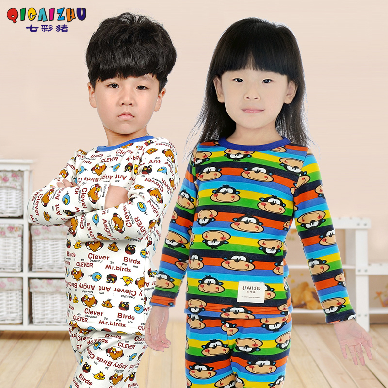 Children's clothing male child female child 2012 autumn and winter child thermal underwear plus velvet thickening child thermal