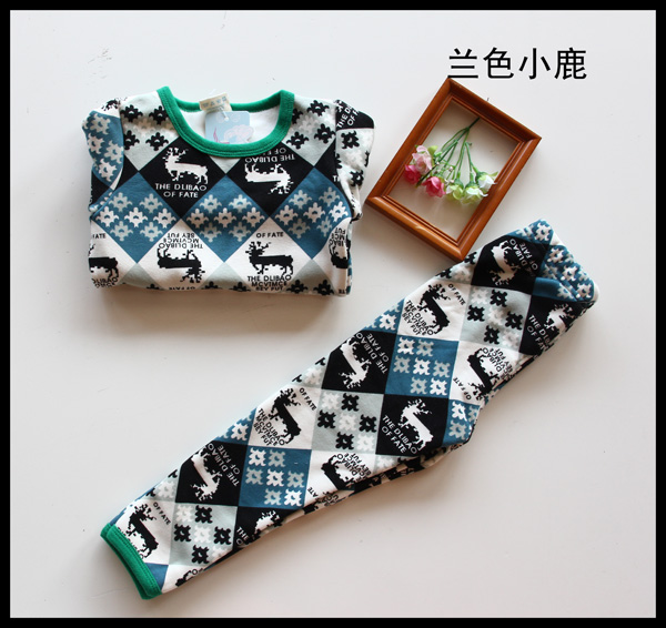 Children's clothing male child female child 2012 autumn and winter plus velvet thickening child thermal underwear set underwear