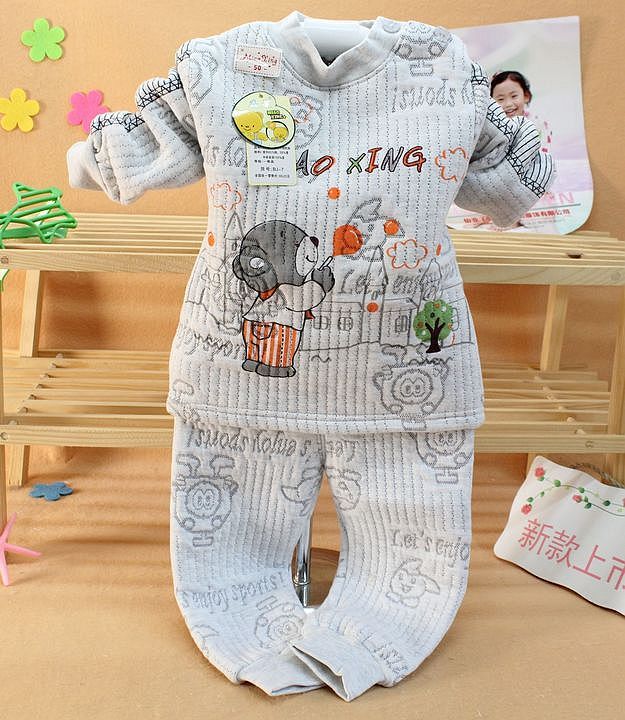 Children's clothing male child female child plus velvet thickening child thermal underwear set cartoon baby long johns twinset