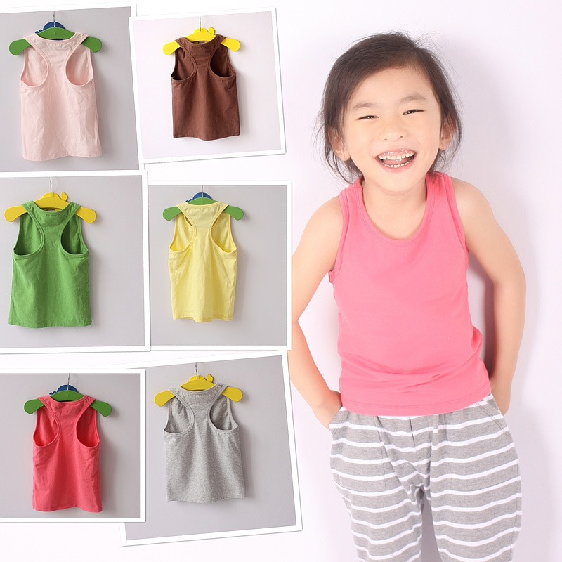 Children's clothing male female child summer child 2013 short-sleeve T-shirt children's clothing candy color tank