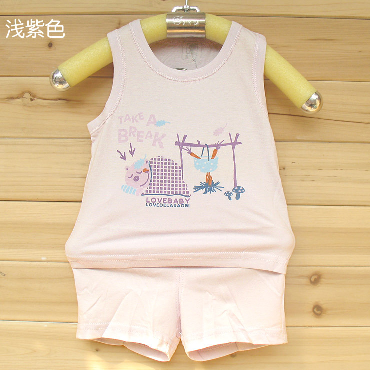 Children's clothing summer baby set of underwear and underpants 100% cotton thin vest shorts set lounge