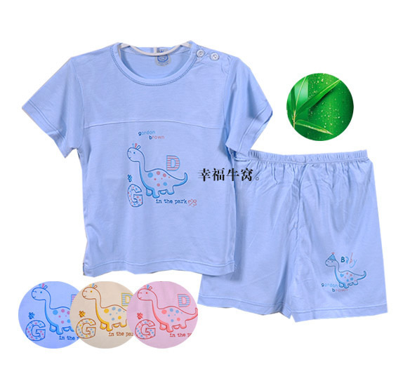 Children's clothing summer bamboo fibre single face ultra-thin baby short-sleeve underwear set buckle