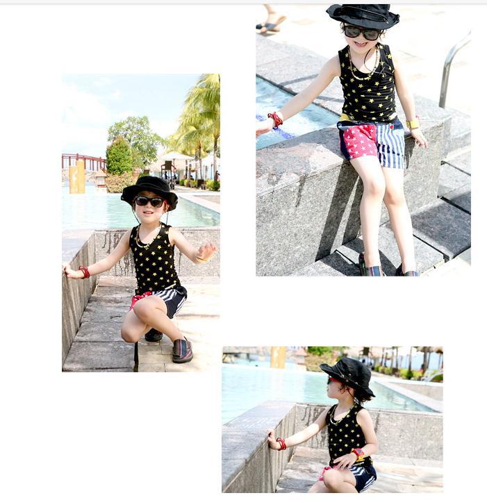 children's clothing summer male female child cotton vest all-match five-pointed star style