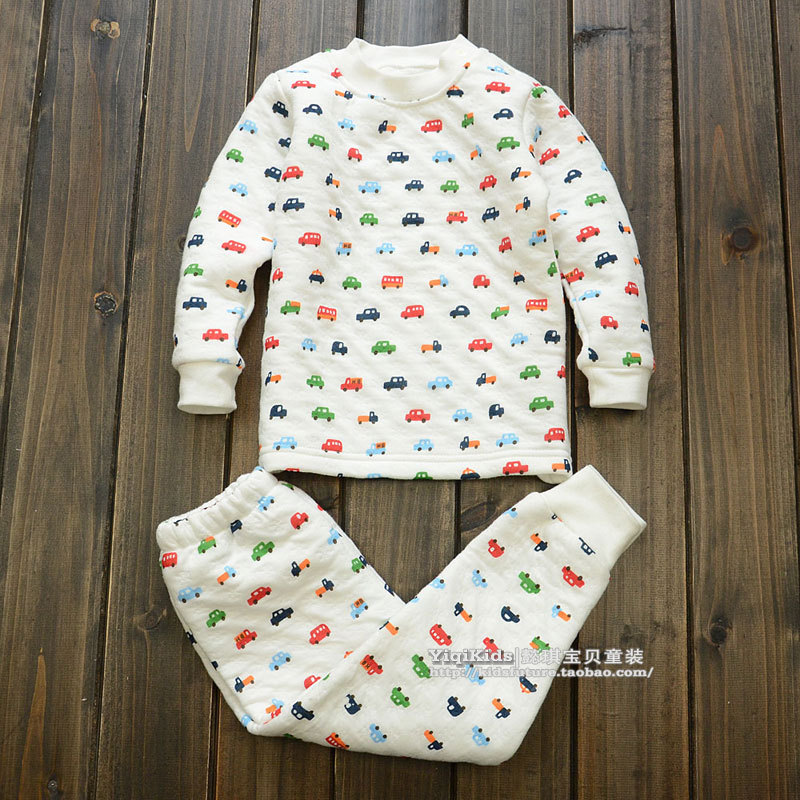 Children's clothing winter 2012 cartoon 100% cotton air layer child thermal underwear set baby sleepwear pajama pants