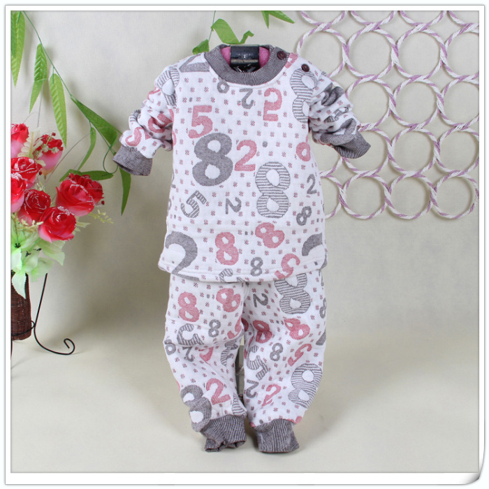 Children set digital thermal buckle set children thermal underwear set autumn and winter pullover cardigan 161