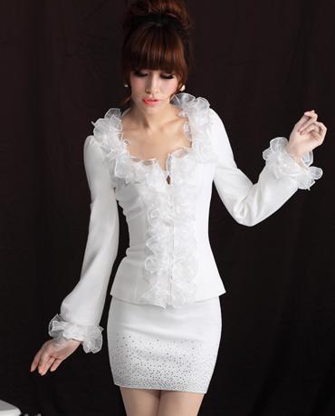 China post air free shipping 2012 spring creamy white organza cardigan