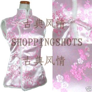 Chinese clothing vest top shirts blouse coat 061303 pink free shipping