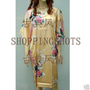 Chinese gown bathing dress bathrobe bedgown 081421 yellow free shipping