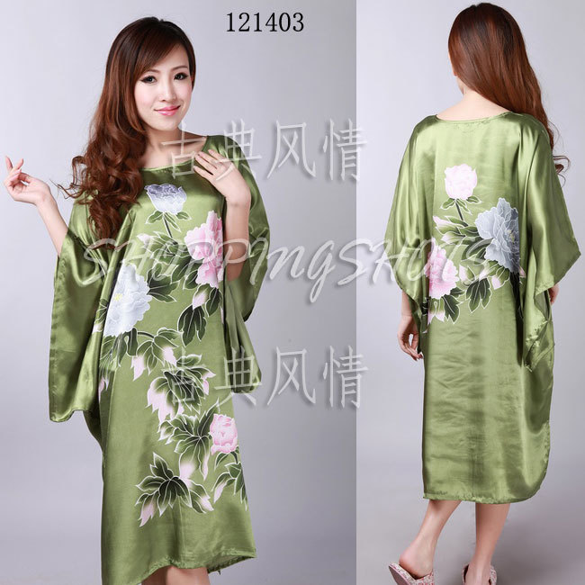 Chinese gown bathing dress bathrobe bedgown 121403 green one size only in stock