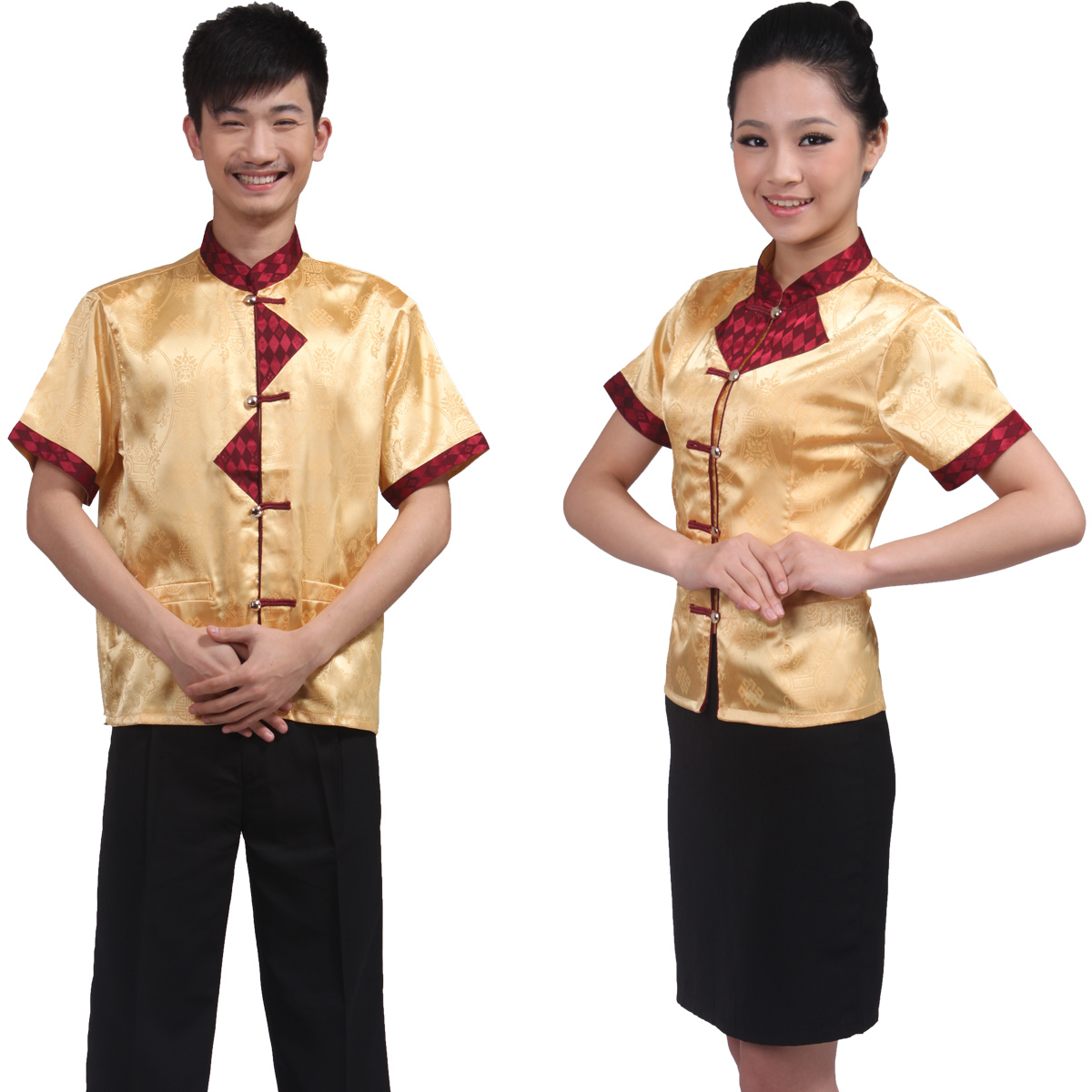 Chinese style pediluvium technicalness service tang suit work wear waiter clothes summer work wear