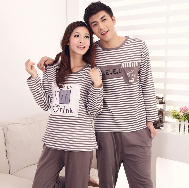 Chokecherry wire spring and autumn lovers sleepwear long-sleeve cotton sleep set sleepwear lovers lounge