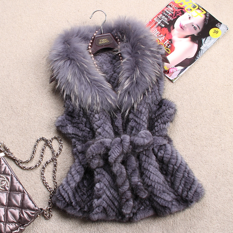 Chopop Fur Mink hair knitted fur vest outerwear women's mink vest raccoon fur OEM Wholesale Price