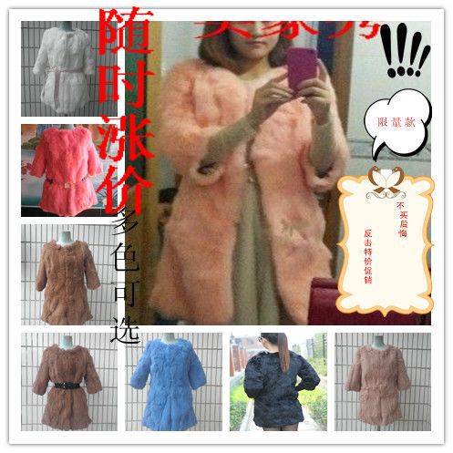 Christmas 2012 medium-long rabbit fur outerwear short design female outerwear overcoat