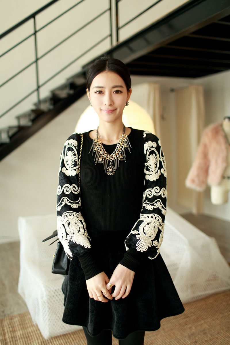 Christmas beautiful hydrotropic lace sleeves sweater w474p75