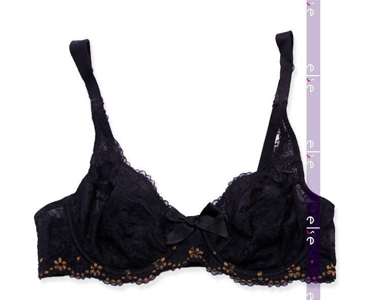 Christmas flower series of ultra-thin full lace sexy bra black