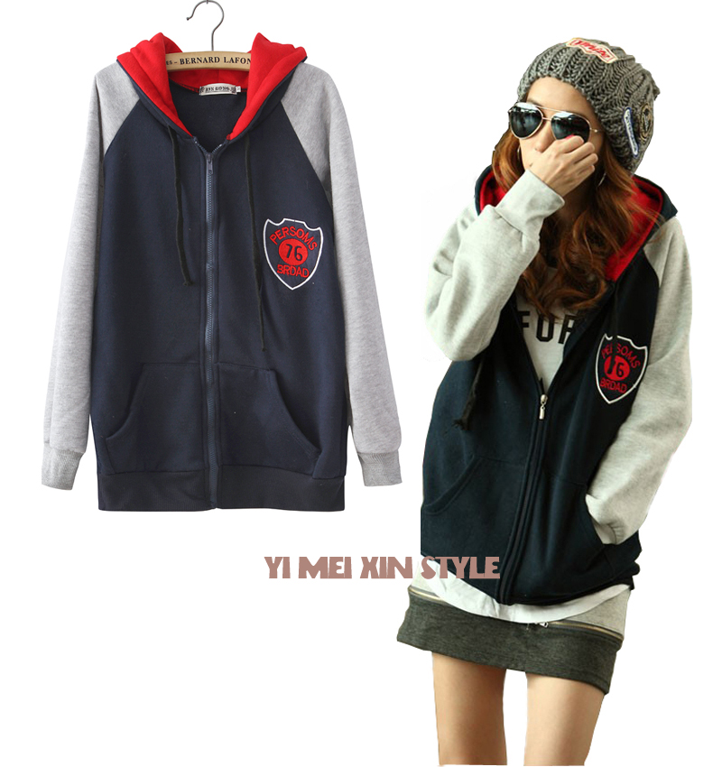 Christmas Free Shipping Autumn women's fashion with a hood loose badge thickening fleece sweatshirt outerwear