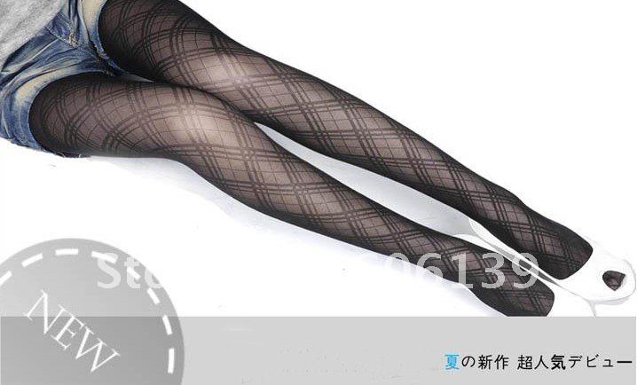 Christmas Gift ! Imported grid dark pattern panty stockings 5pairs/lot mix order free shipping