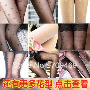 Christmas Gift Pantyhose sidepiece lace decoration polka dot chromophous stockings for free shipping 2pieces