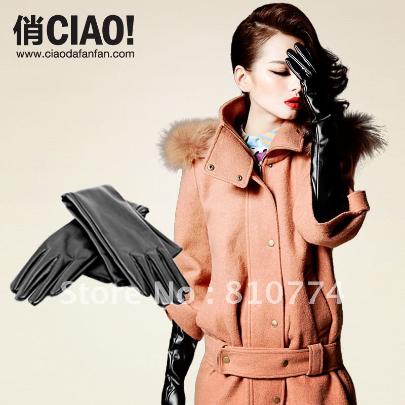 Ciao ! 2012 autumn and winter the esos women's long design gloves elegant women's leather gloves