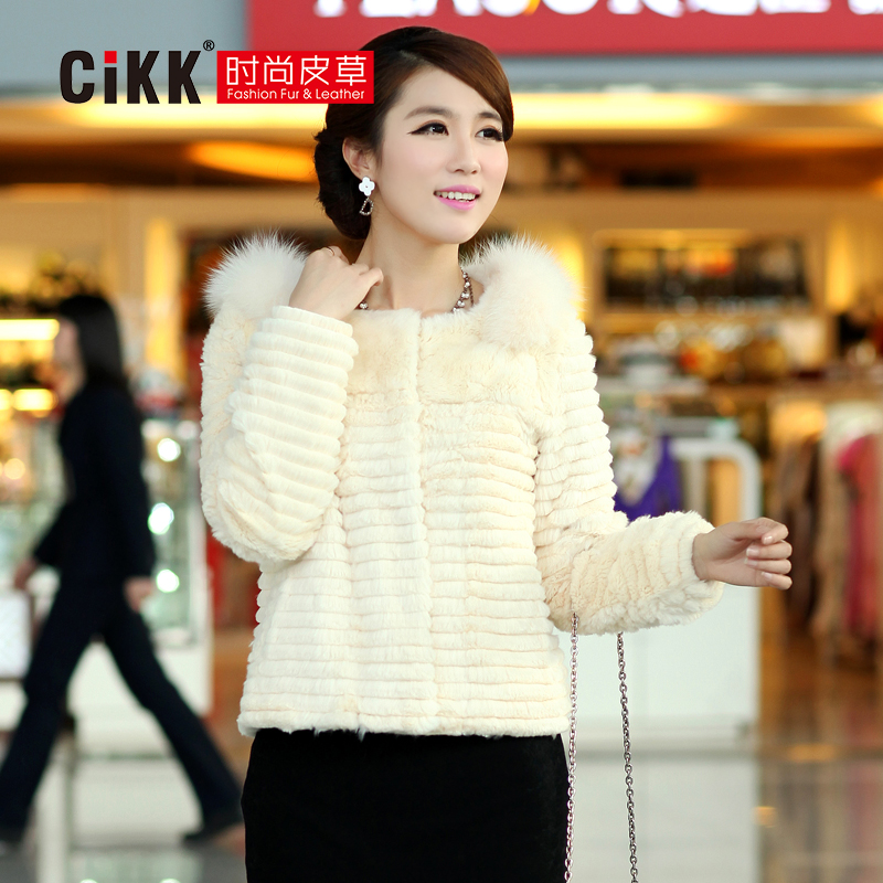 Cikk rabbit fur outerwear 2012 fur women's short design fox fur