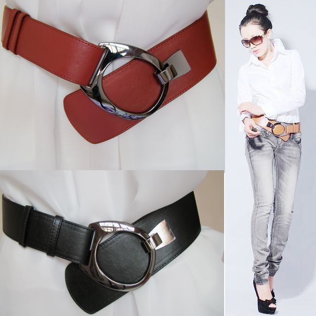 Circarc down coat belt women's genuine leather all-match decoration cowhide belt big round buckle fashion cummerbund