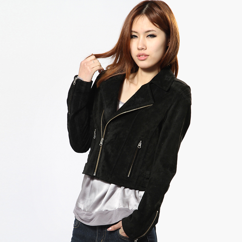 Classic fashion elegant women's boutique slim short design genuine leather clothing scrub all-match leather jacket