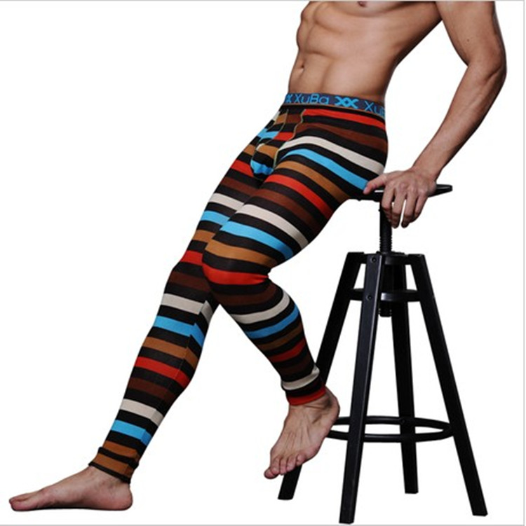 Classic stripe body shaping cotton male long johns male warm pants legging long johns