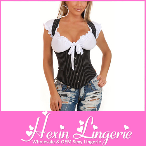 Classic Stripe Pattern Underbust Hook and Eye Corsets LB4435 Size S M L XL 2XL