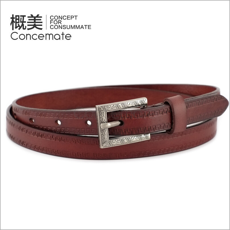 Classical genuine leather print genuine leather strap personality casual all-match women's thin belt fashion belt