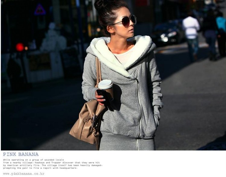 clear stock 2012 new fashion oblique zipper cold-proof cotton jumper coat grey  free shipping