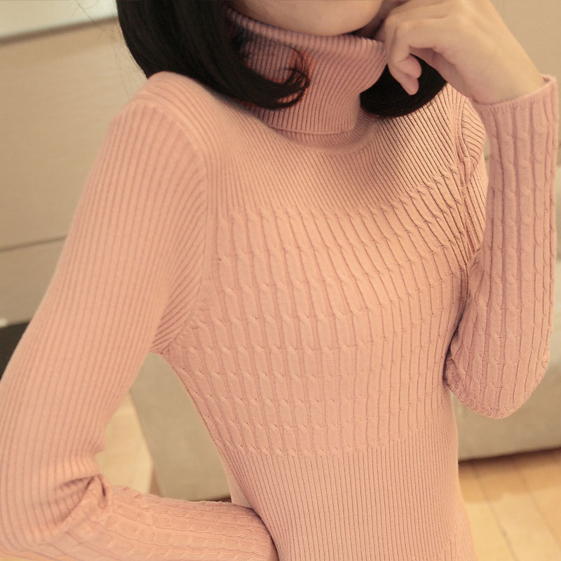 Close-fitting slim long-sleeve basic shirt turtleneck pullover sweater thick sweater female