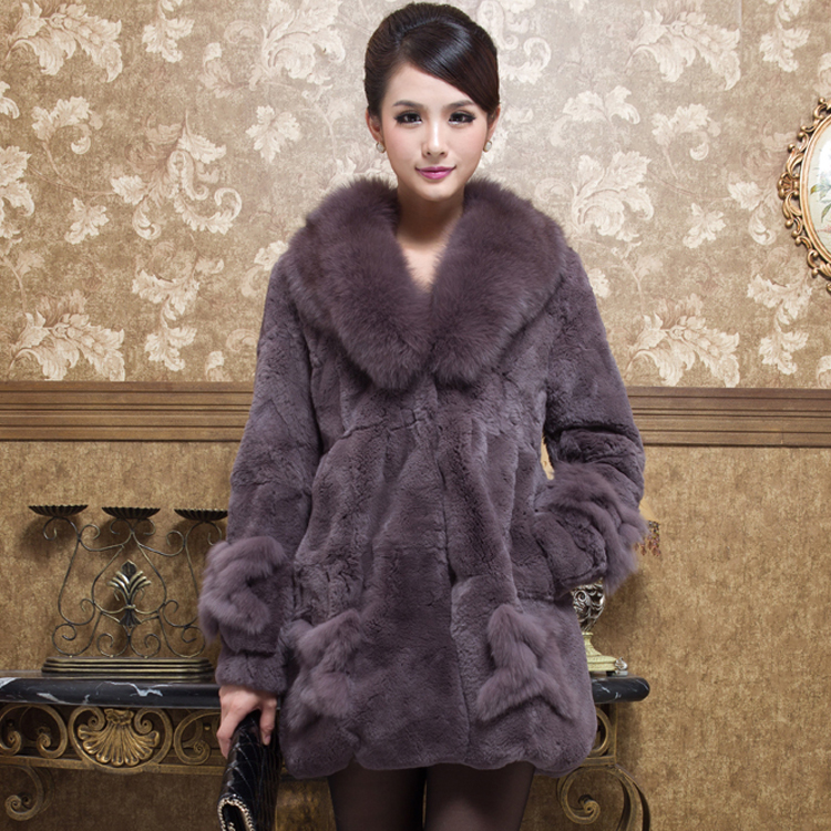 Cloth 2012 winter new arrival fur ultralarge fox fur medium-long rex rabbit hair fur