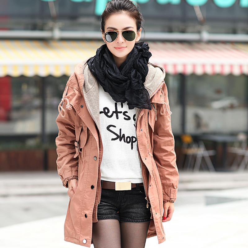 Clothes mushroom women's 2012 autumn and winter fashion slim cotton drawstring trench 2 free shipping