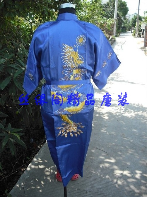 Clothes summer male faux silk male sleepwear robes at home service lp002