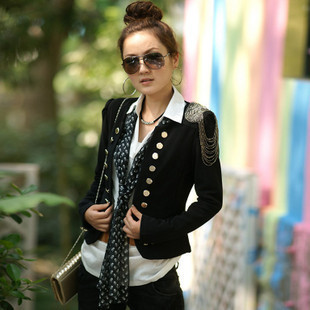 Clothes women's 2012 spring casual long-sleeve slim black blazer short jacket