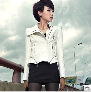 Clothing 2012 autumn outerwear white women's small leather clothing female short design slim PU jacket