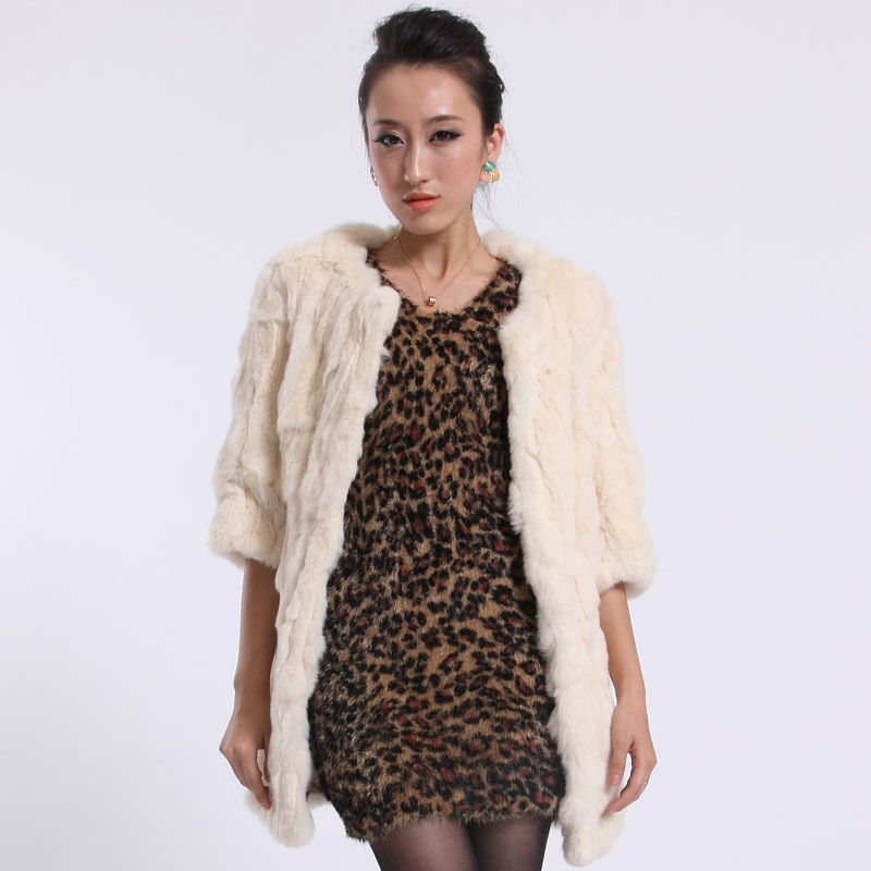 Clothing 2012 chromophous slim medium-long rex rabbit hair fur leather clothing outerwear g